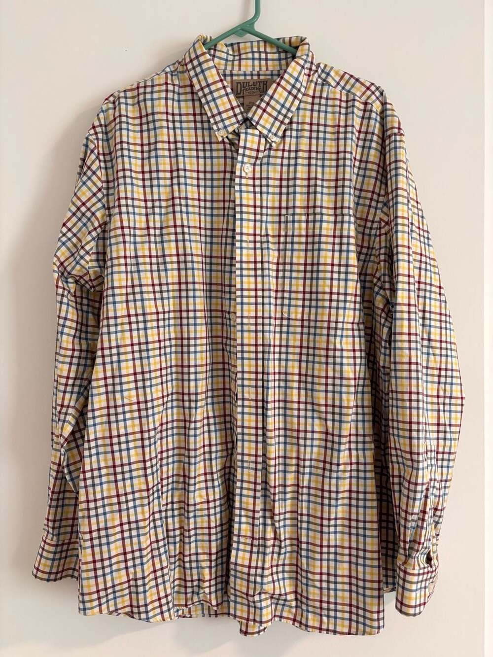 Duluth Trading Co Mens 2XL Trim Fit Multicolor Plaid Long Sleeve Button Down Shi